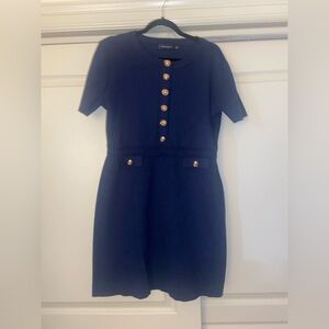 Navy Short Sleeve Sweater Dress.